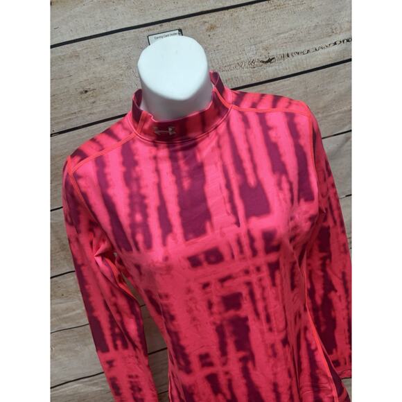 Under Armour Womens Shirt Size Small Cold Gear Mock Long Sleeve Pink Base Layer - Picture 10 of 12